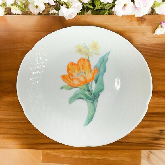 PH Deshoulieres Porcelain De Limoges France Dish Plate Single Replacement Flower - Picture 1 of 12